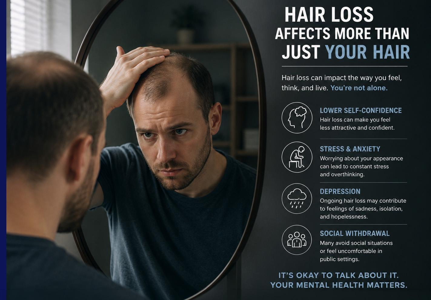 Image showing - Summary of Hair Loss on Mental Health - dr kunnure Clinic - drkunnure.co.uk/